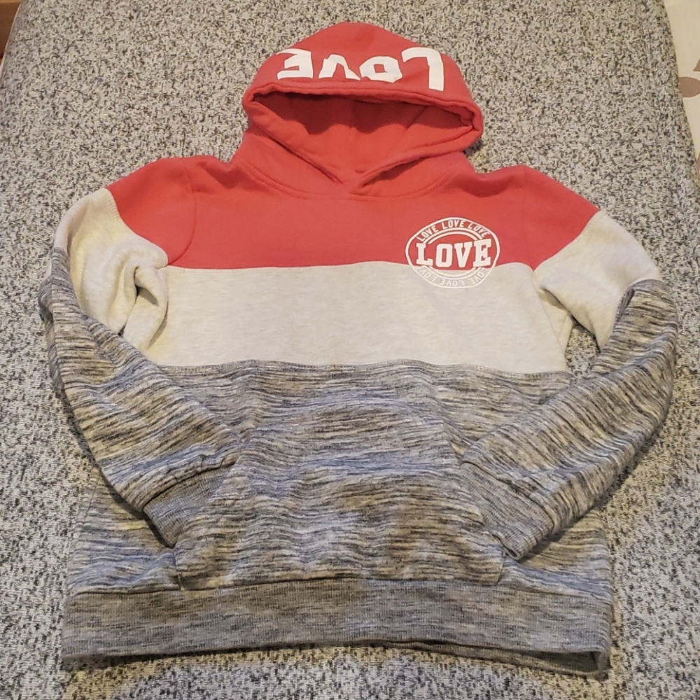Girls Striped Hoodie Sweatshirt "Love"